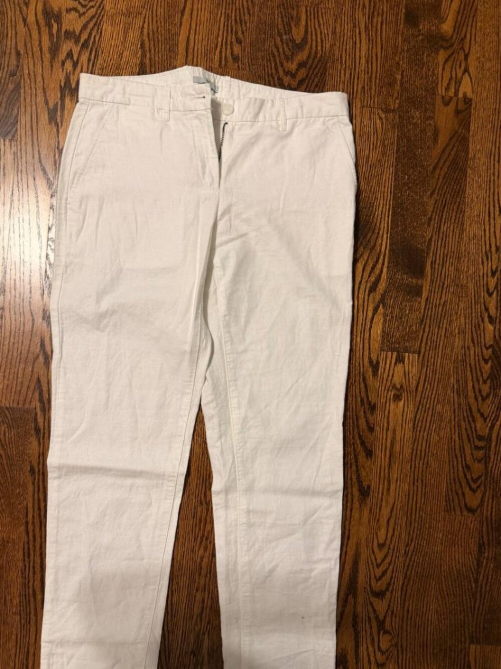 Gap White Linen-Blend Straight Leg Trousers
